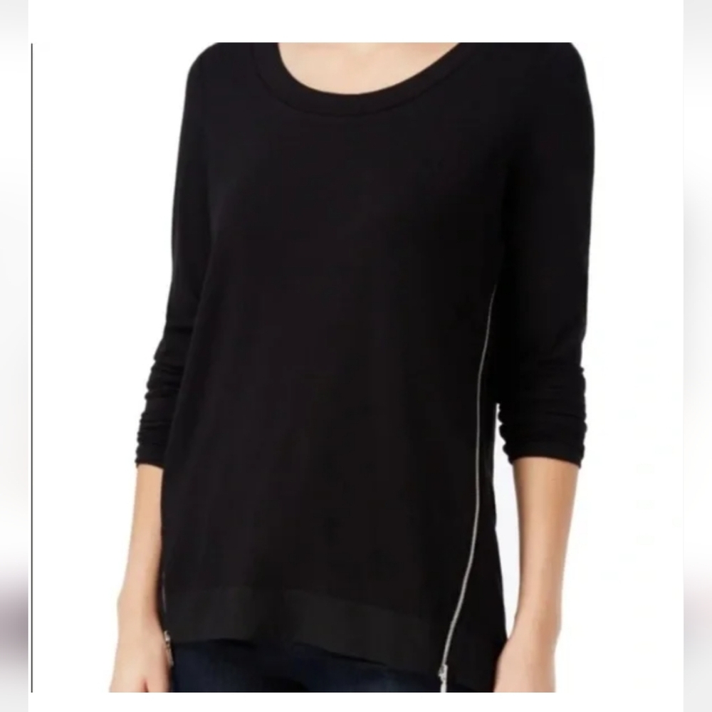 Rachel Rachel Roy Black Round Neck Zipper Trim Tunic Size XL